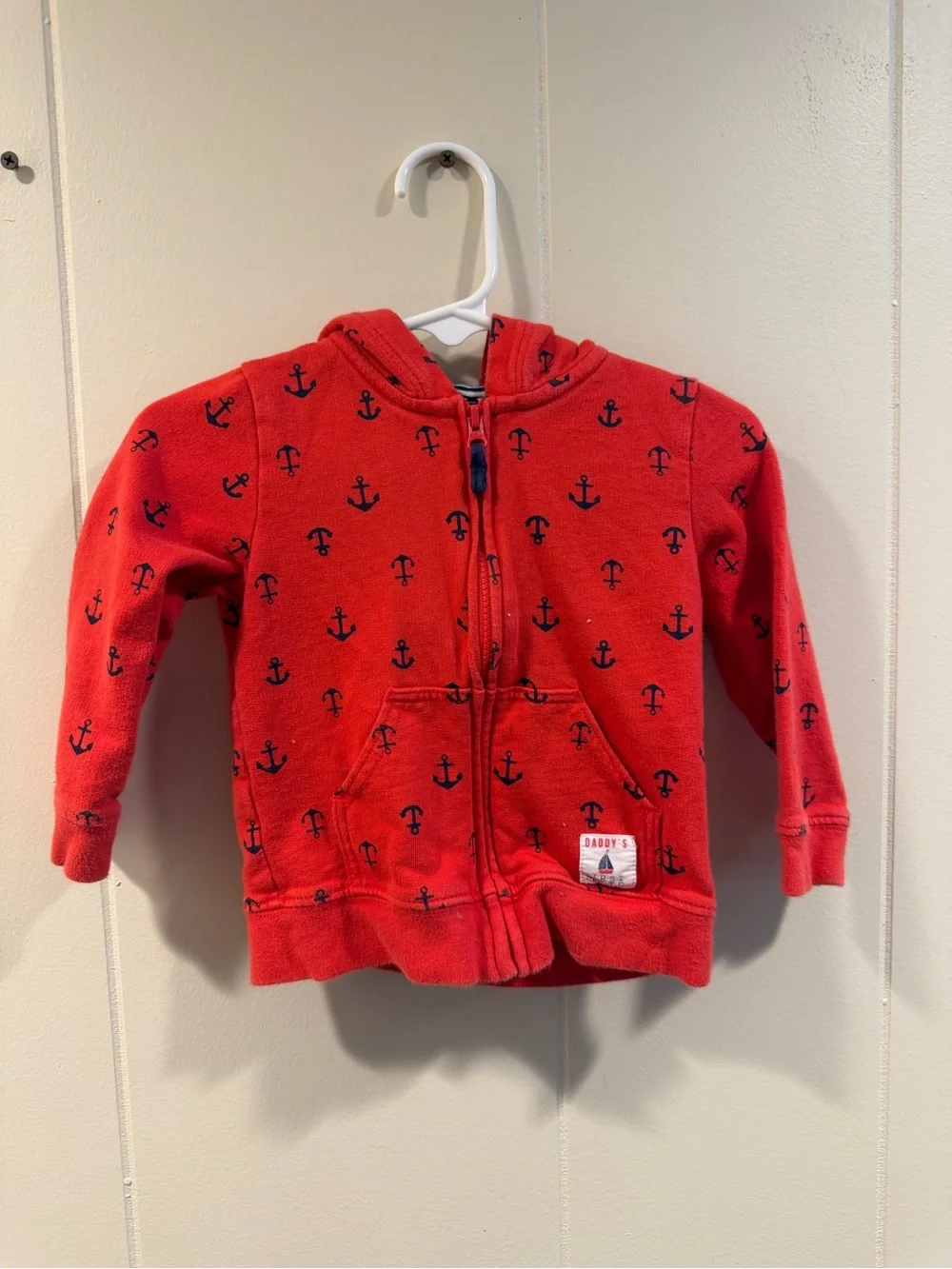 Carter's Red Hoodie with Navy Anchor Print